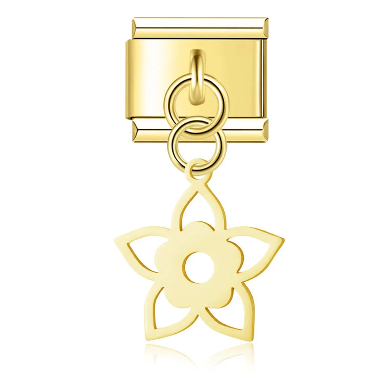 Star Moon Flower siver&gold dangle charms