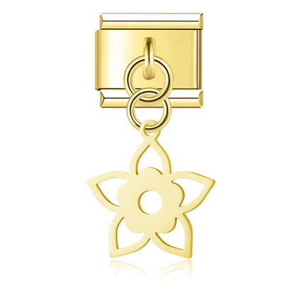 The Star, Moon & Flower Dangle Charm in Silver & Gold