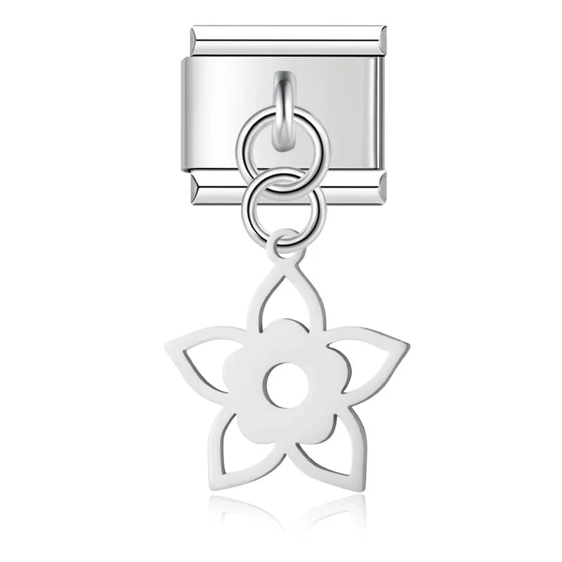 Star Moon Flower siver&gold dangle charms