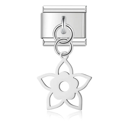 The Star, Moon & Flower Dangle Charm in Silver & Gold