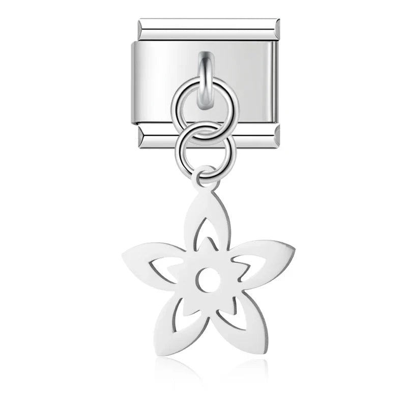 Star Moon Flower siver&gold dangle charms