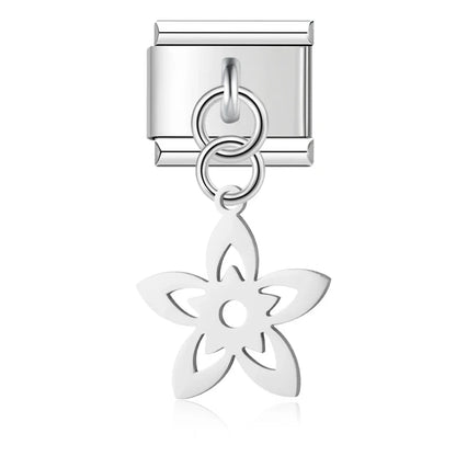 The Star, Moon & Flower Dangle Charm in Silver & Gold