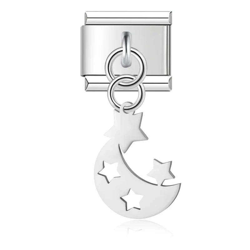 Star Moon Flower siver&gold dangle charms