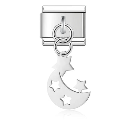 The Star, Moon & Flower Dangle Charm in Silver & Gold