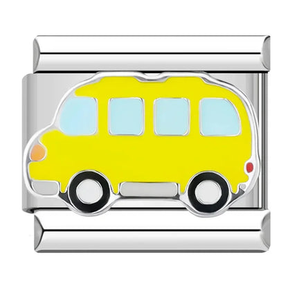 Travel Italian Charms — Airplane, Car, Ship & Motorcycle Bracelet Links