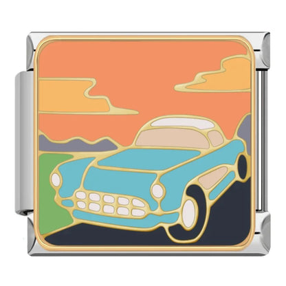 Travel Italian Charms — Airplane, Car, Ship & Motorcycle Bracelet Links