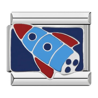 Travel Italian Charms — Airplane, Car, Ship & Motorcycle Bracelet Links