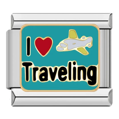 Travel Italian Charms — Airplane, Car, Ship & Motorcycle Bracelet Links