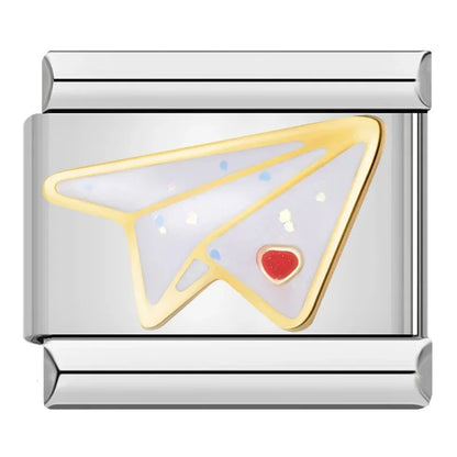 Travel Italian Charms — Airplane, Car, Ship & Motorcycle Bracelet Links