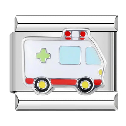Travel Italian Charms — Airplane, Car, Ship & Motorcycle Bracelet Links