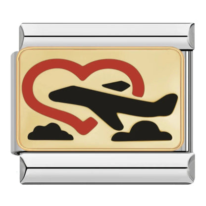 Travel Italian Charms — Airplane, Car, Ship & Motorcycle Bracelet Links