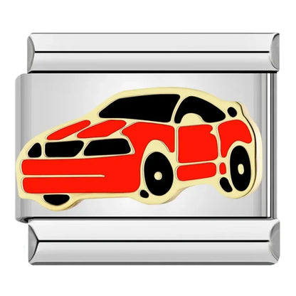 Travel Italian Charms — Airplane, Car, Ship & Motorcycle Bracelet Links