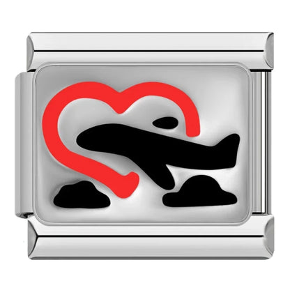 Travel Italian Charms — Airplane, Car, Ship & Motorcycle Bracelet Links