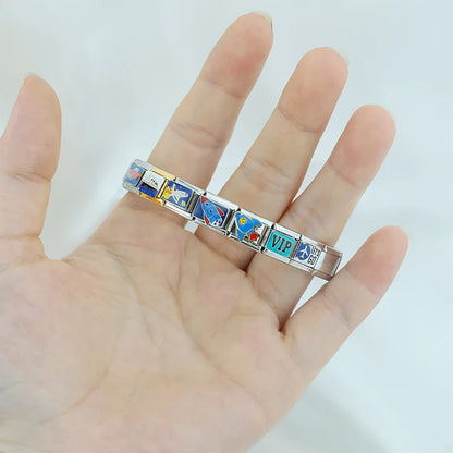 Travel Italian Charms — Airplane, Car, Ship & Motorcycle Bracelet Links