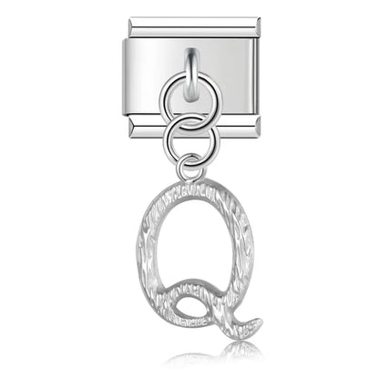 elegant silver dangle letters charms