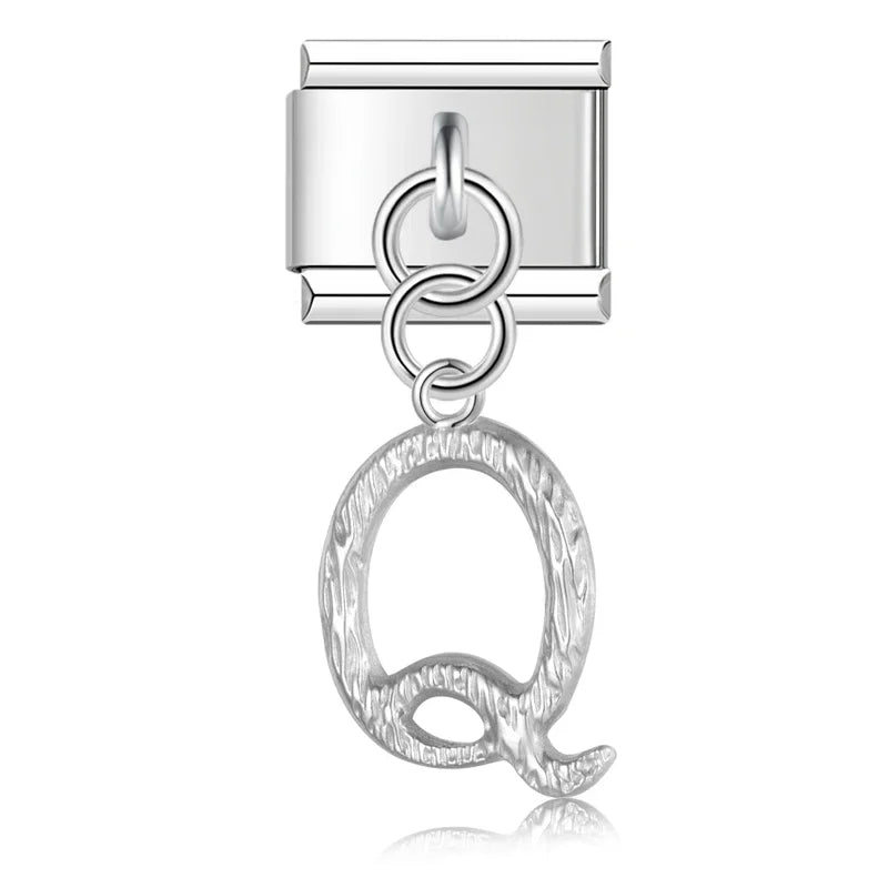 Letters in silver dangle charms