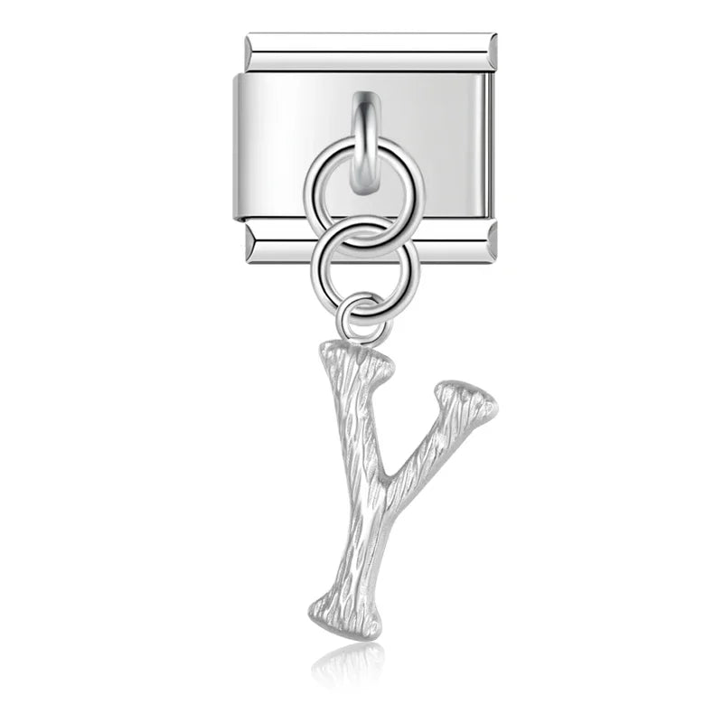 Letters in silver dangle charms