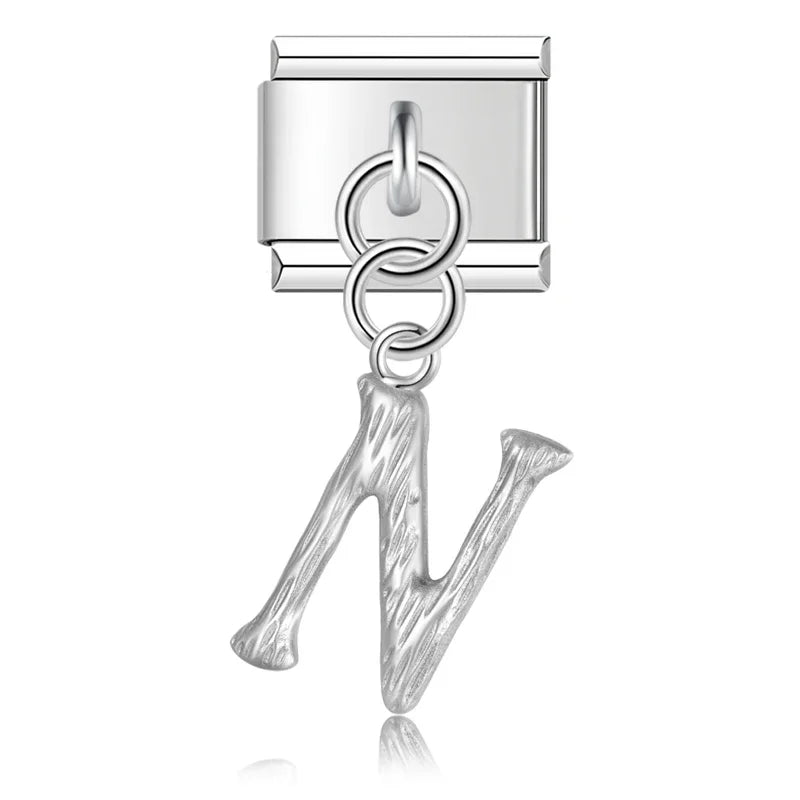 Letters in silver dangle charms