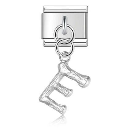 elegant silver dangle letters charms