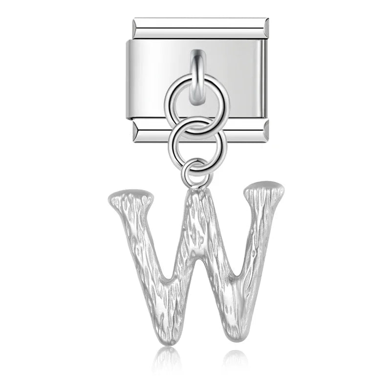 elegant silver dangle letters charms