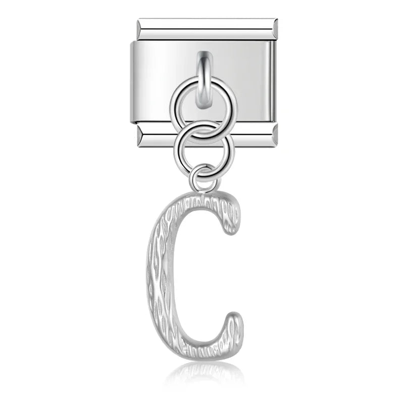 elegant silver dangle letters charms