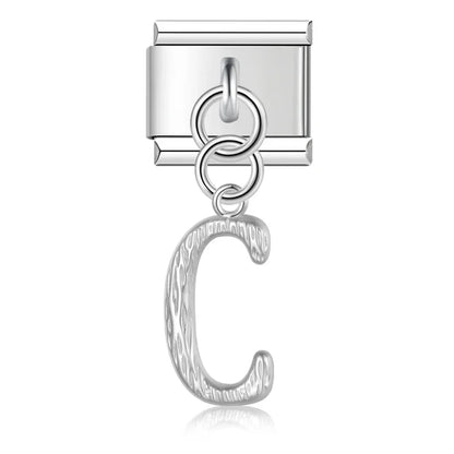 elegant silver dangle letters charms