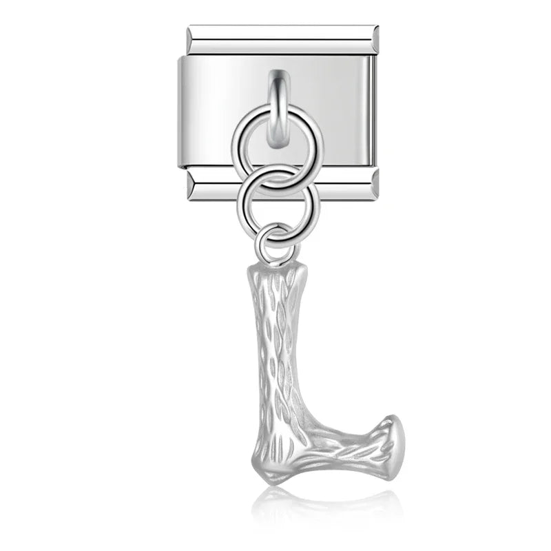 Letters in silver dangle charms
