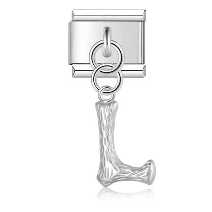 elegant silver dangle letters charms