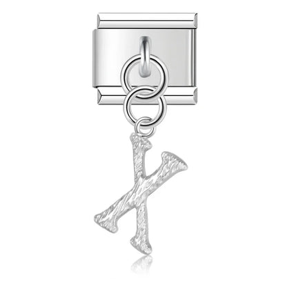 elegant silver dangle letters charms
