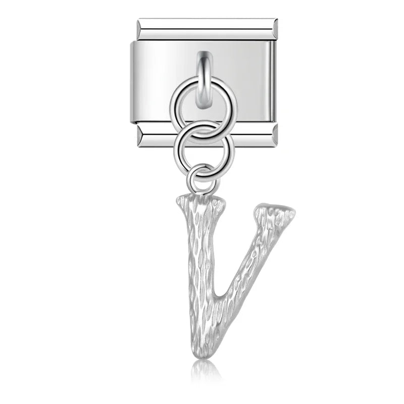 elegant silver dangle letters charms