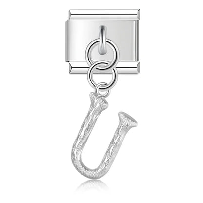 elegant silver dangle letters charms