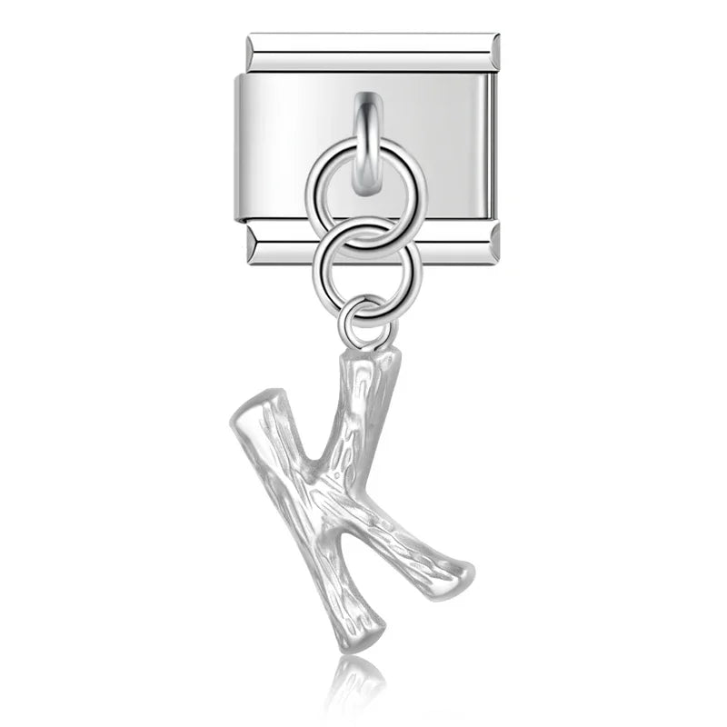 elegant silver dangle letters charms