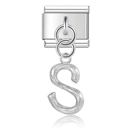 elegant silver dangle letters charms