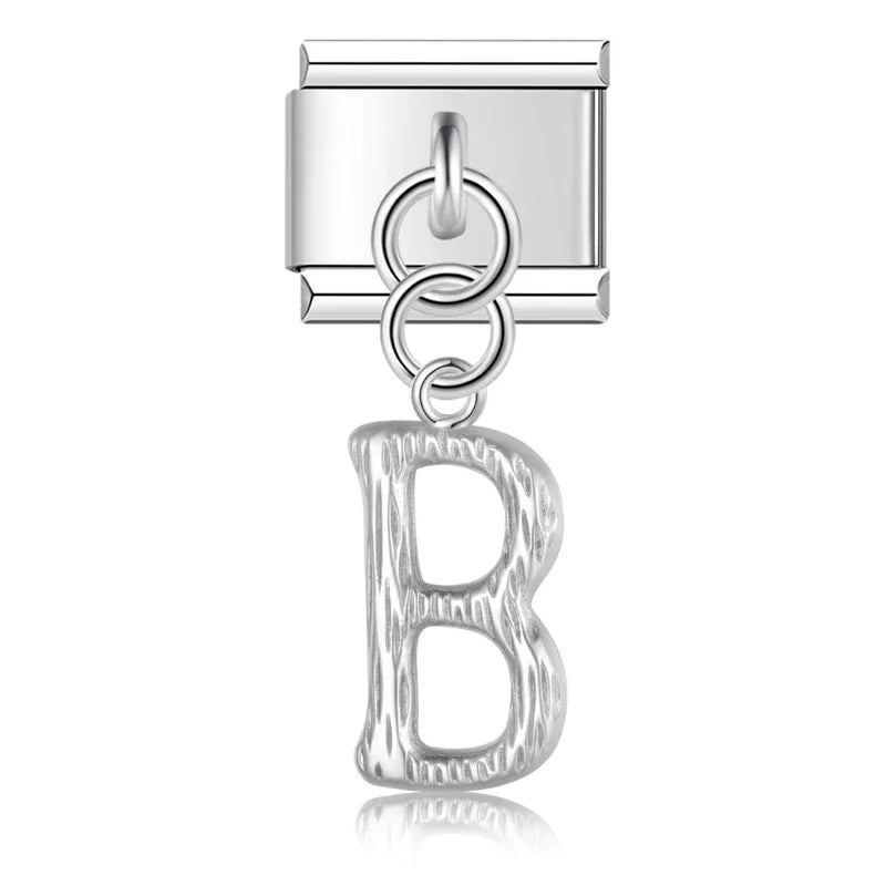 elegant silver dangle letters charms
