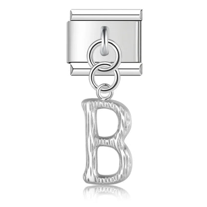elegant silver dangle letters charms