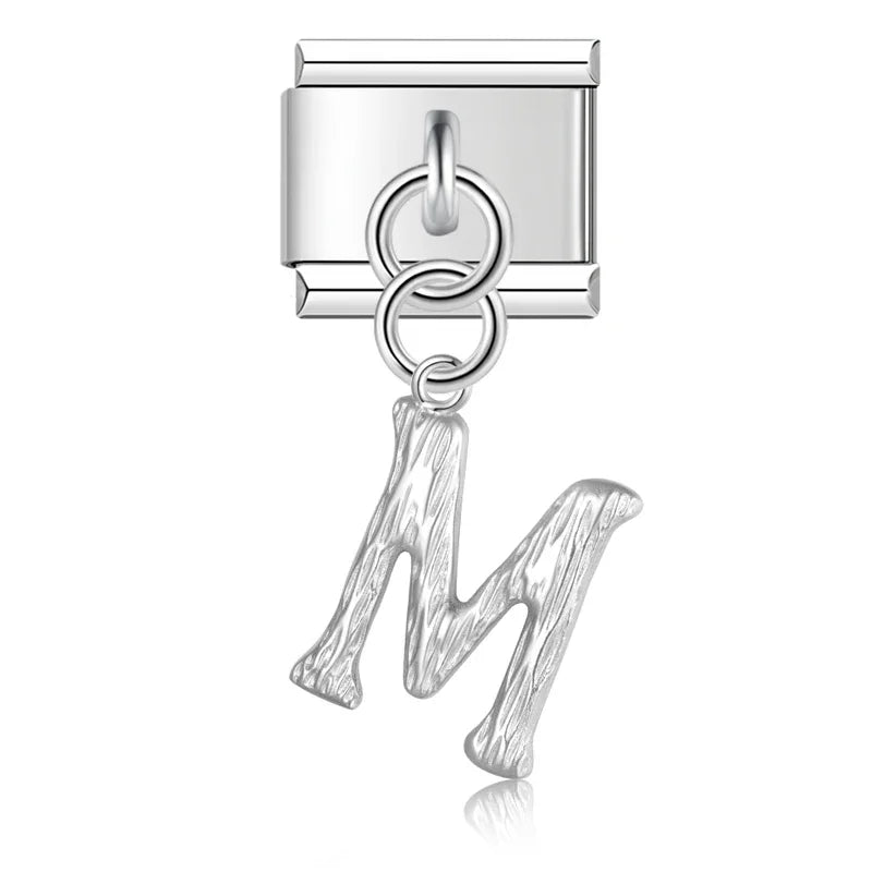 elegant silver dangle letters charms