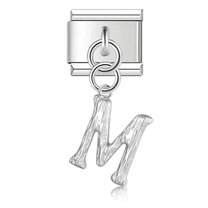 elegant silver dangle letters charms