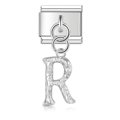 elegant silver dangle letters charms
