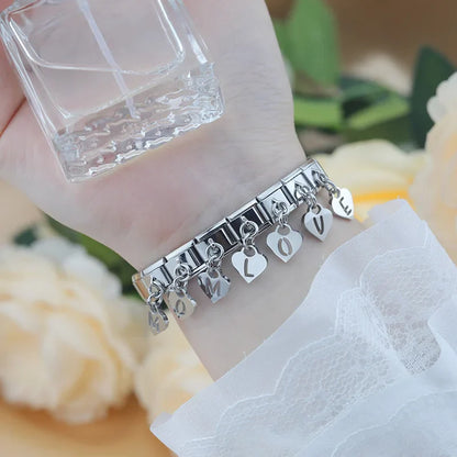 Silver Heart Letter A–Z Dangle Italian Charms — Personalised Alphabet Heart Dangle Links