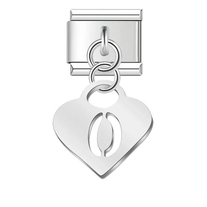 Silver Heart Letter A–Z Dangle Italian Charms — Personalised Alphabet Heart Dangle Links