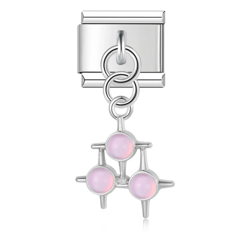 The Opal Star & Geometric Dangle Charm in Silver & Gold