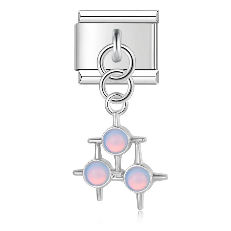 The Opal Star & Geometric Dangle Charm in Silver & Gold