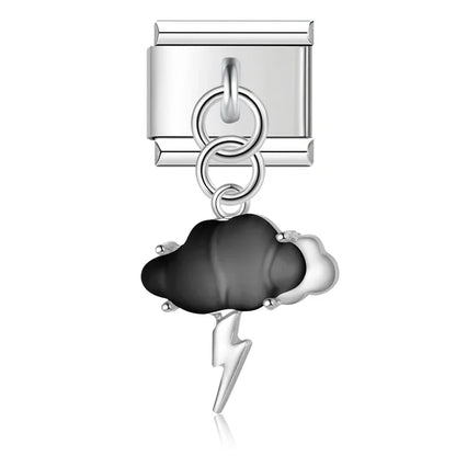 The Weather & Cloud Enamel Dangle Charm in Silver