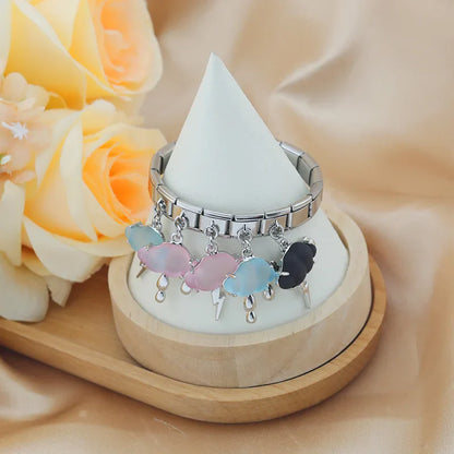 The Weather & Cloud Enamel Dangle Charm in Silver