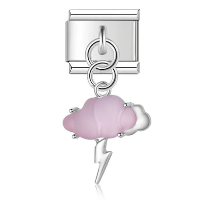 The Weather & Cloud Enamel Dangle Charm in Silver