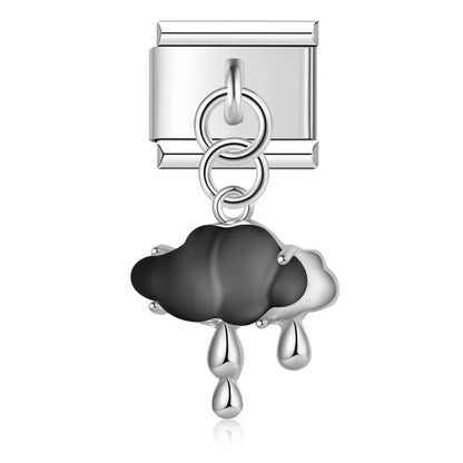 The Weather & Cloud Enamel Dangle Charm in Silver