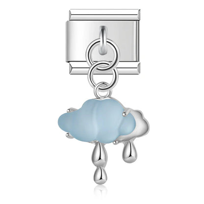 The Weather & Cloud Enamel Dangle Charm in Silver