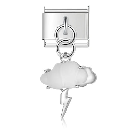 The Weather & Cloud Enamel Dangle Charm in Silver