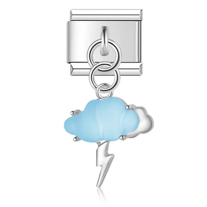The Weather & Cloud Enamel Dangle Charm in Silver