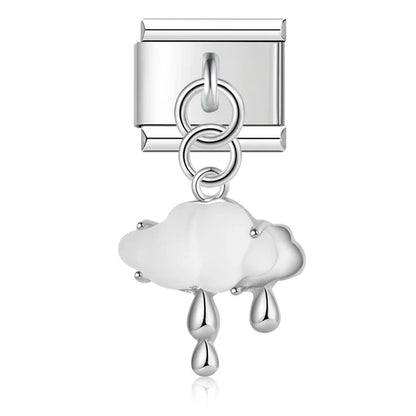 The Weather & Cloud Enamel Dangle Charm in Silver